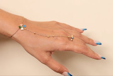 LUCKY CHARM EVIL EYE RING HAND CHAIN
